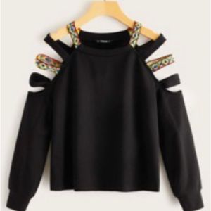 SHEIN plus laddering cut out shoulder pullover